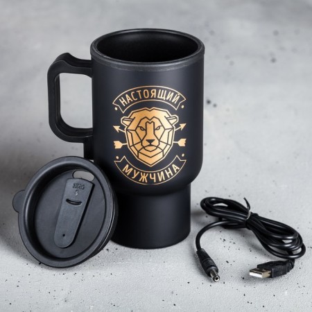 Thermal circle with USB “Real Man”, 450 ml, retains heat 2 hours-2