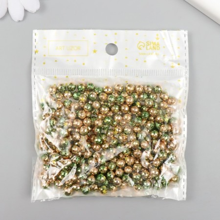 Decor for creativity plastic "Ball with faces. Golden green" set 30 g d = 0.6 cm-2