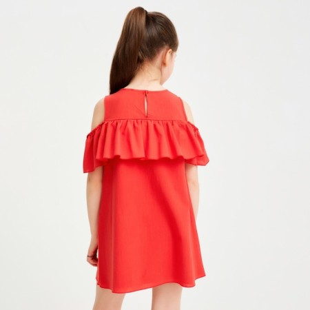 Платье для девочки MINAKU: Cotton Collection цвет терракот, рост 128-1