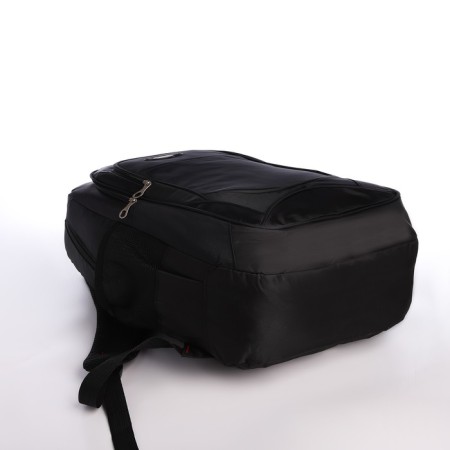 School backpack from textiles with a zipper, 4 pockets, black color-4