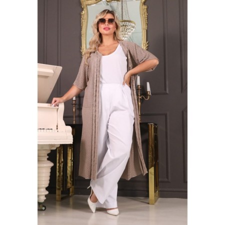 Cardigan female, size 54, beige color-3