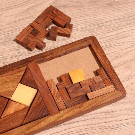 Game table puzzle 3v1 28.5x10.5x1 cm, tree shisham-4