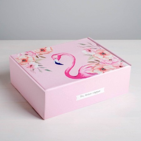 Gift folding box, packaging, Flamingo, 27 x 21 x 9 cm-1
