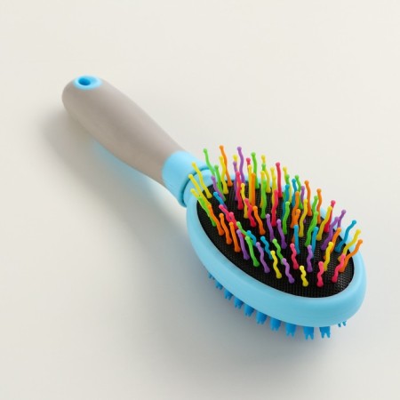 Bilateral brush - comb with wavy teeth, middle, 6 x 19 cm, blue