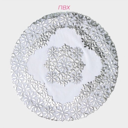 A set of openwork shade “Flowers”, D = 30 cm, 4 pcs, PVC, silver color-1