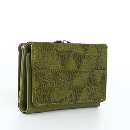 Women's wallet on magnets, green color