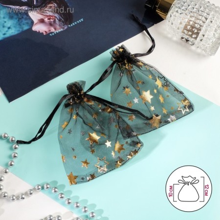 Gift bag "Star rain", 10 × 12, black color with gold
