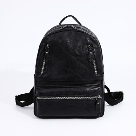 Women's backpack made of artificial leather with lightning, 3 pockets, black color-2