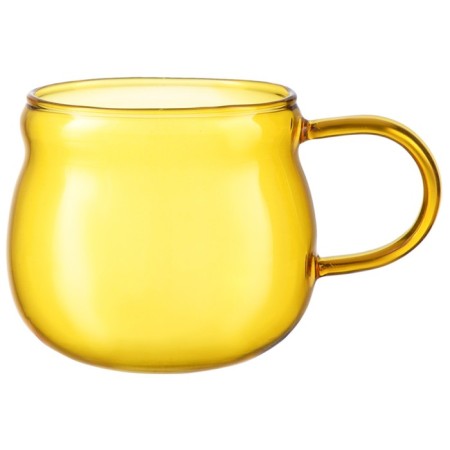 Glass kettle with two cups, yellow color, 1.2 l-6