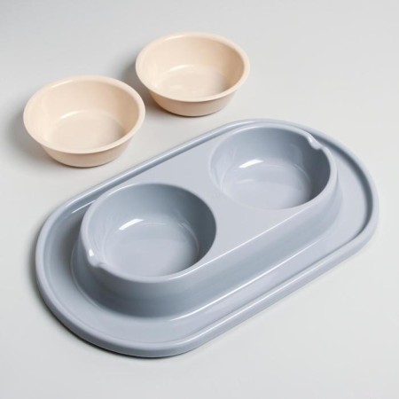 Animal bowl "Moore-huma" 0.3l double on a stand, gray-2