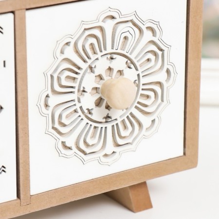 Casket wood chestnut 4 boxes "Eastern motifs" beige-white 10x22.3x24.8 cm-2