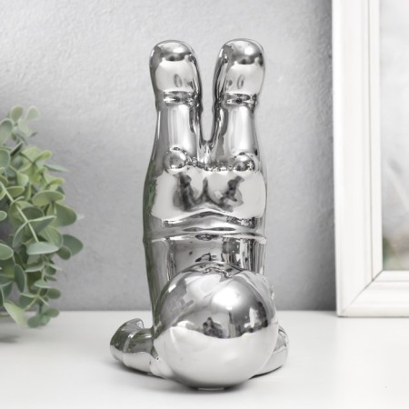 Souvenir ceramic stand for the glass "Cosmonaut - gravity" silver 16x11x19.5 cm-2