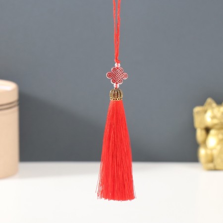 Textile suspension, plastic "Knot of happiness and infinity" red 0.7x1x9.5 cm