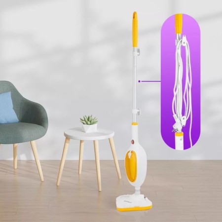 Steam mop KitFort KT-1054-1, 1300 W, 280 ml, cord 3.3 m, white-yellow-7