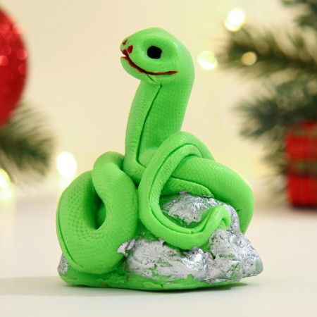 Figure soap "Snake on Stone" Green, 80g