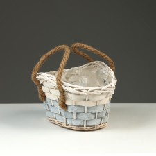 Wicker basket, 24 x 17/15 cm, white, willow