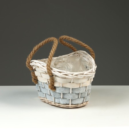 Wicker basket, 24 x 17/15 cm, white, willow
