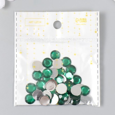 Decor for creativity plastic "Rhinestones Round. Bright green" set 36 pcs 1x1 cm-4