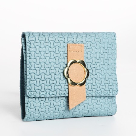 Women's wallet on the button, blue color