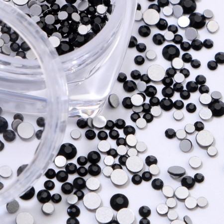 Rhinestones for decor, round, multi -size, black color-1
