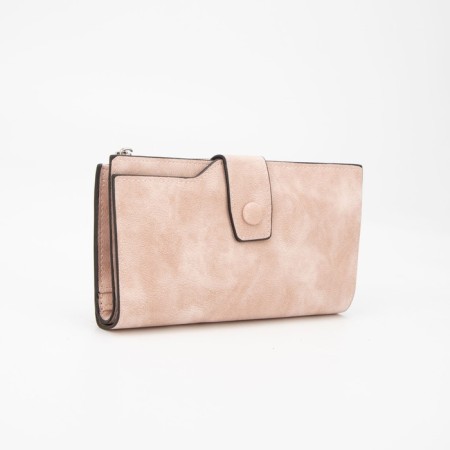 Women's wallet on the button, beige color