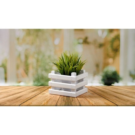 Polini Home Basket woody box, white color, 16x14x12 cm