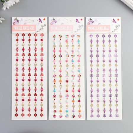 Stick plastic rhinestones "Flower and half -peaks" mix 31x10.7 cm-3