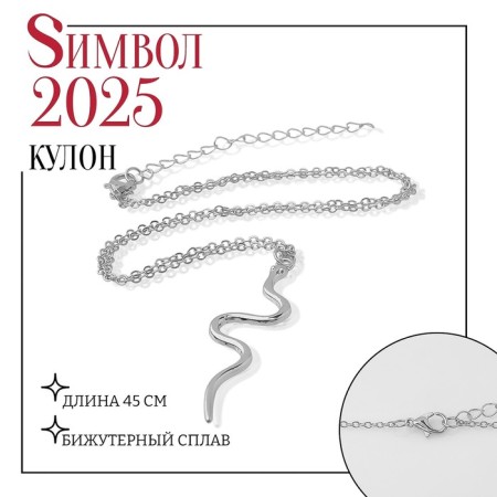 New Year! Symbol of the year 2025! Pendant "snake" elegant, silver color