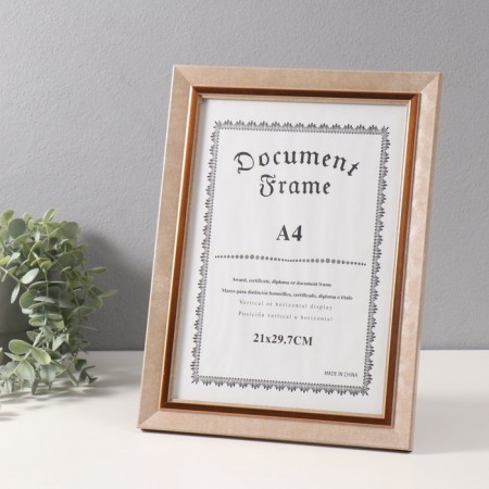 Photo frame Plastic format A4 "Violett" beige with a gold strip of 1.5x25.4x34 cm-1