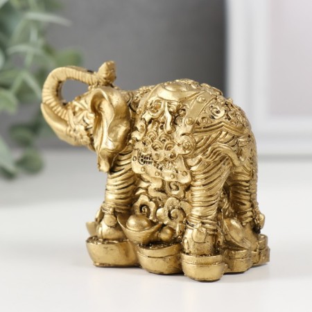 NECKE Polystone "Elephant on Coins" bronze 6.7x8.2x4.6 cm-1