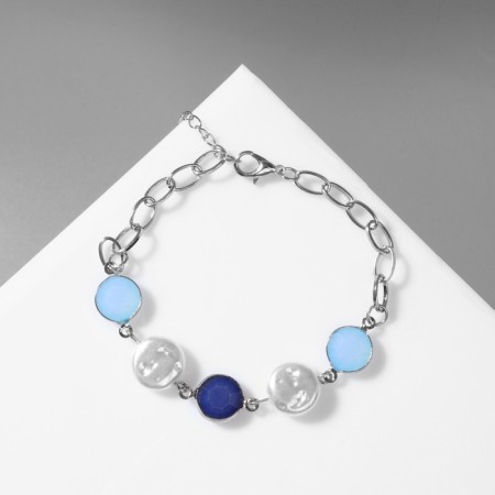 Bracelet "Night" with pearls, colored in silver, l = 16 cm-3