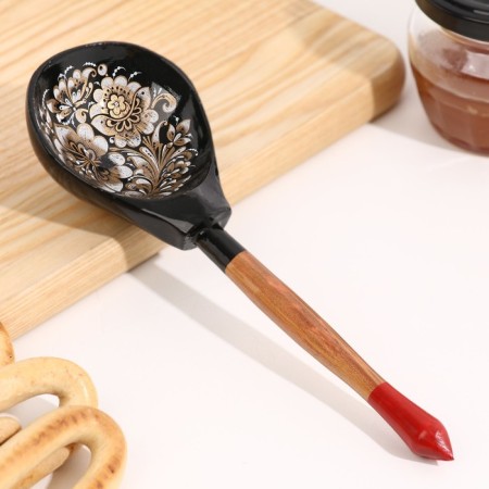 Spoon half -bastard with painting, gold 19 × 6 cm, mix
