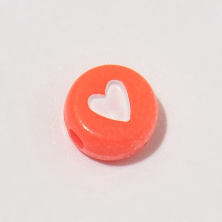 Acrylic bead "heart", 7 × 4 mm, set 10 g, white-red color-2