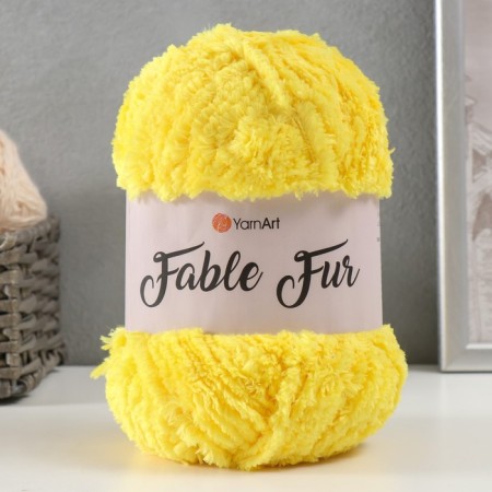 Yarn "Fable Fur" 100% micropoliester 100m/100g (984 lemon)