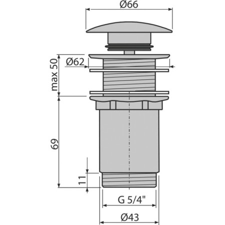 The bottom valve for the Alcaplast a395, Click/Clack 5/4 sink, without overflow-1