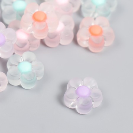 Plastic beads "Flower with a colored middle - assorted" matte 20 grams 0.6x1.2x1.2 cm-1