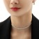 Set 2 objects: earrings, chocker "ice" three rows, white color in silver, 30 cm
