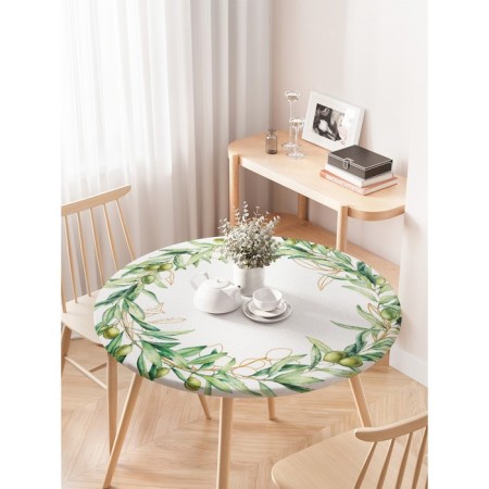 The tablecloth “Olive Ore”, round, oxford, elastic band, size 120x120 cm, diameter 75-100 cm-2