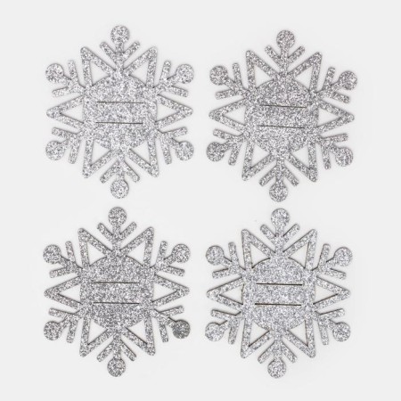 A set for the decor of the dining rooms "Snowflake", 4 pcs, col. silver 6.5x7.5 cm, 100% p/e, felt 626098-2