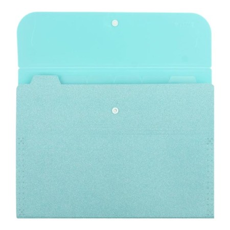 Folder-carte, A4, 6 departments, 400 μm, Devente "Glitter Shine", on the button, embossing "sand" with sparkles, turquoise-3