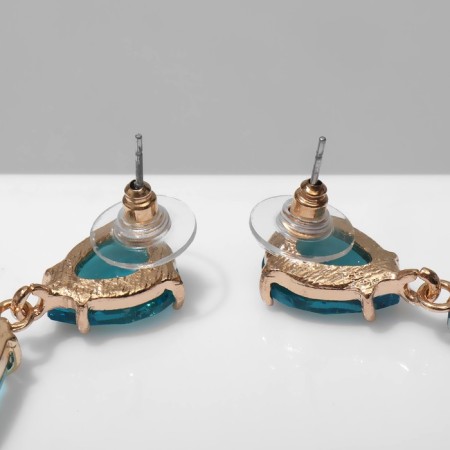 Earrings with Cleo rhinestones rain, blue color in gold-2