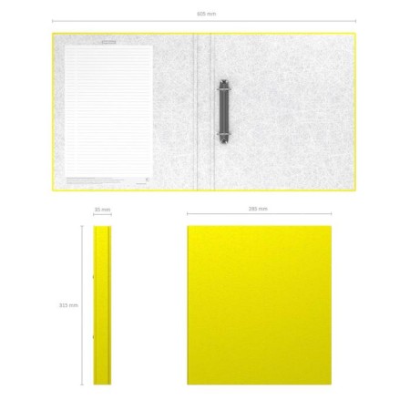 Folder on 2 rings A4, Erichkrause Neon, 35 mm, 1750 μm, laminated, hard cover, yellow-2