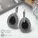 Earrings with rhinestones "drop" elegance, black color in black silver