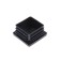 The plug for pipes is square, 50x50 mm, black