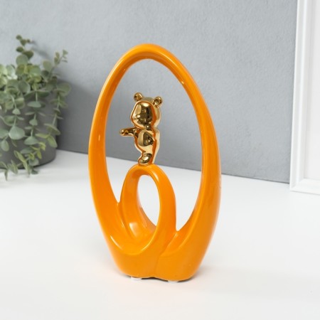Souvenir Ceramics "Bear - Dreams in reality" orange with gold 6x15.5x27 cm-4