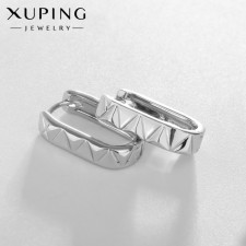 Earrings Metal Xuping oval with ornaments, silver color