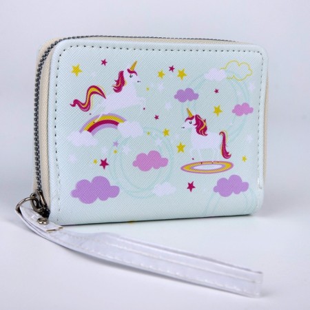 Kids' wallet "Unicorns" 12.5x9x2 cm, blue-1