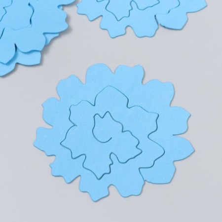The workpiece of Foamiran "Flower Curly" 10x9.5 cm set 5 pcs. Ribbed bright blue-1