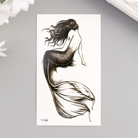 Tattoo on the body Black "Mermaid" 10.5x6 cm