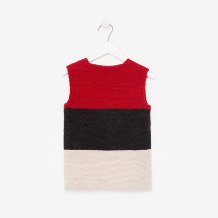 Vest for a boy, red/beige color, height 92 cm-7